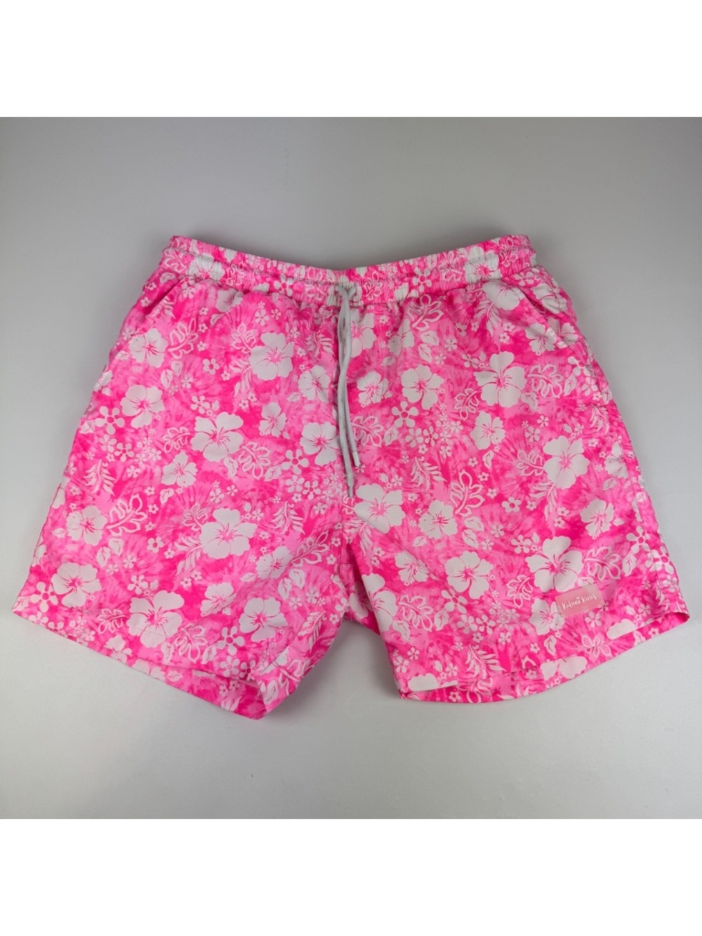 Kulani Kinis Mens Size M x 5in Lined Swim Trunks Shorts Pink Floral